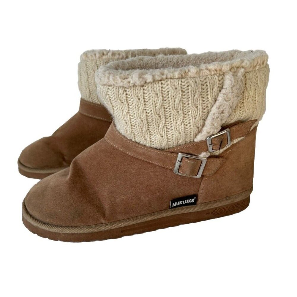 Essentials by MUK LUKS Women's Alyx Water-Resistant Winter Warm Boots Camel SZ 9